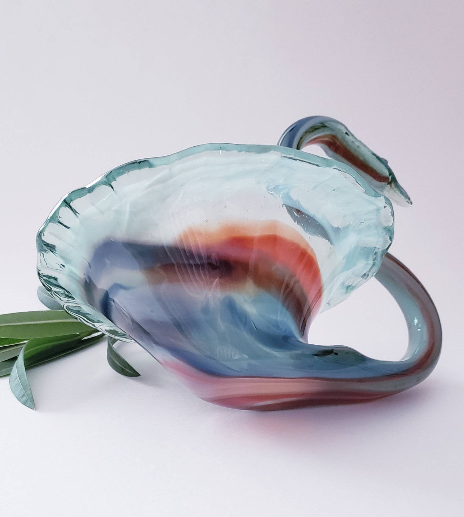 Vintage Art Glass Swan Bowl Multi Colored MCM/Mid Century Art Etsy