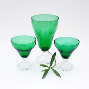 Vintage Anchor Hocking Glassware Burple Pattern Depression Glass Drinkware Barware Set of Three MCM/Vintage Forest Green Anchor Hocking Set