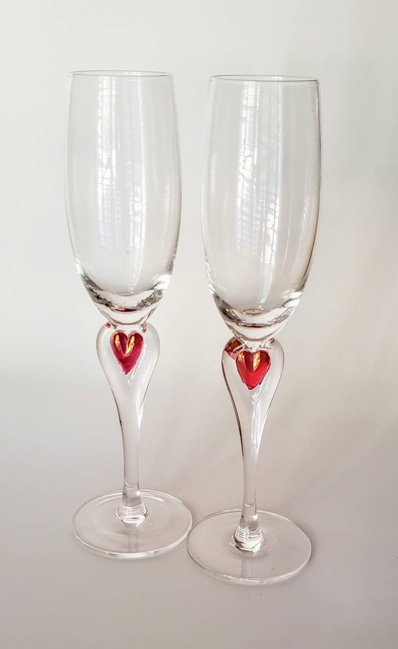 Buy Pink Set of 2 Heart Champagne Flutes Set of 2 Flute Glasses