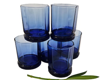 Vintage Cobalt Blue Glasses Set – Anchor Hocking Essex Barware