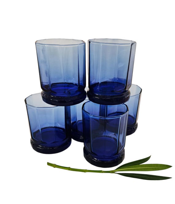 Vintage Cobalt Blue Glasses Set – Anchor Hocking Essex Barware - Etsy