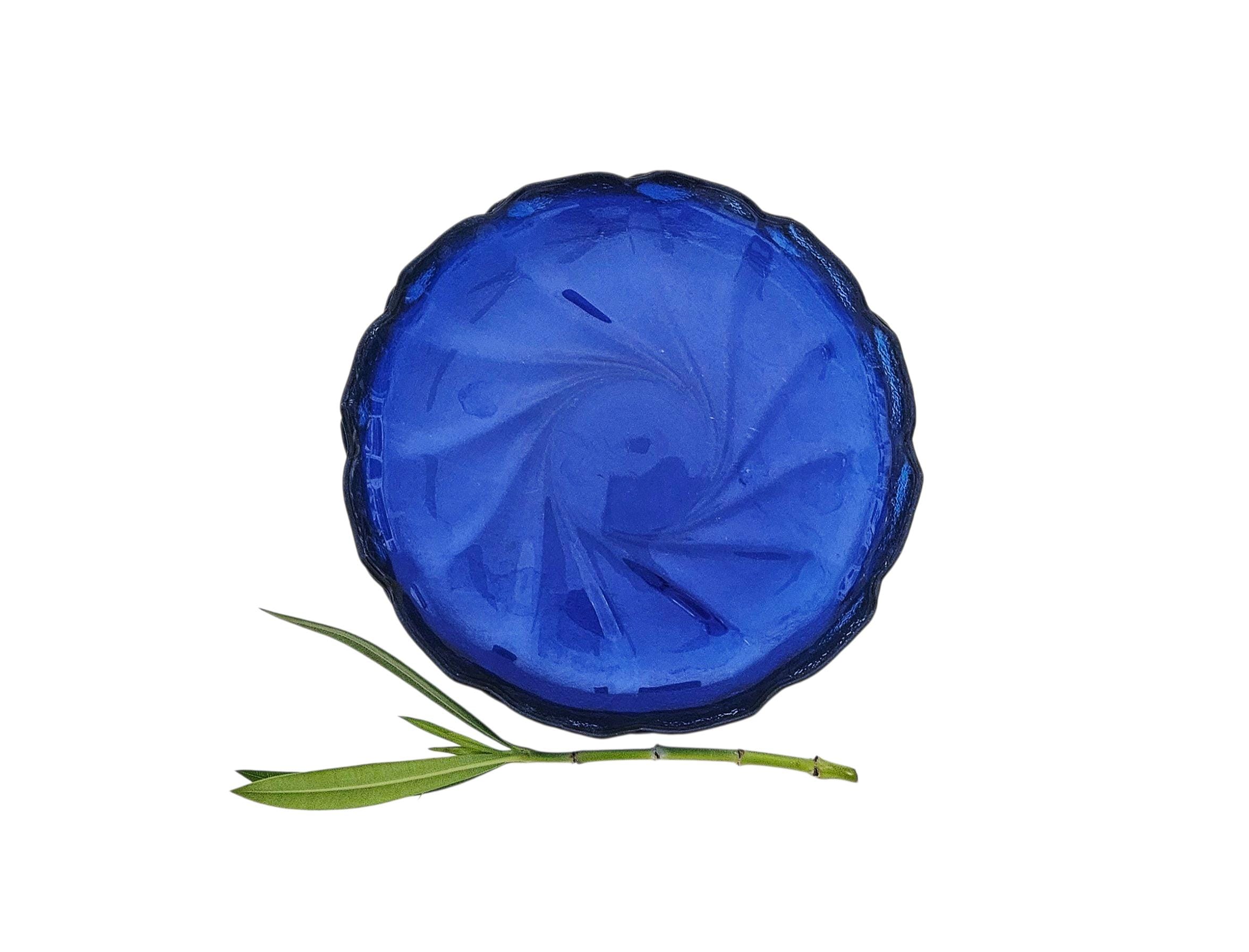 ヴィンテージ アルコロック コバルトブルー ガラスプレート | 4枚