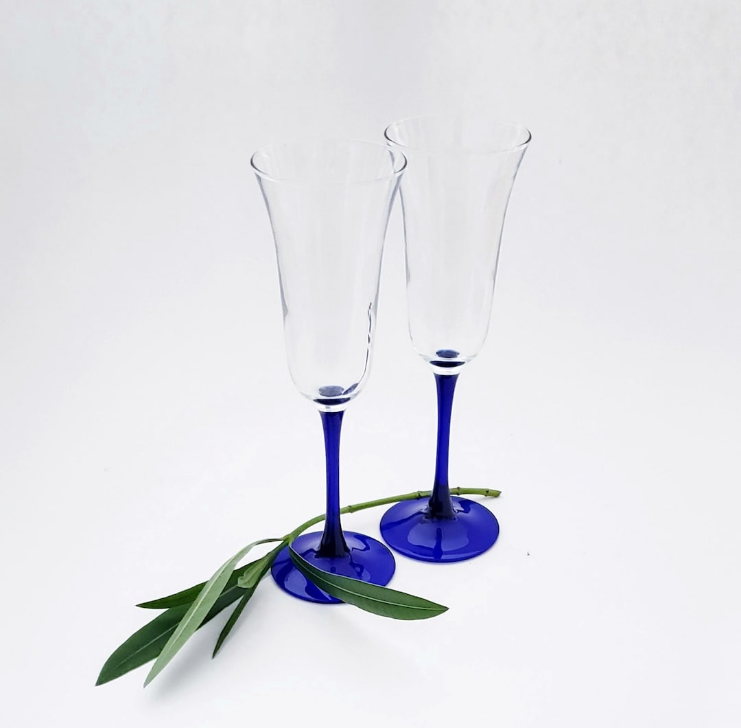 Vintage Cobalt Blue Champagne Glasses Set of Two Mcm/cobalt Blue