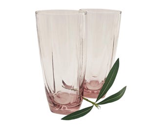 Vintage Libbey Pink Water Glasses, Set of 2, Imperial Drape Coolers