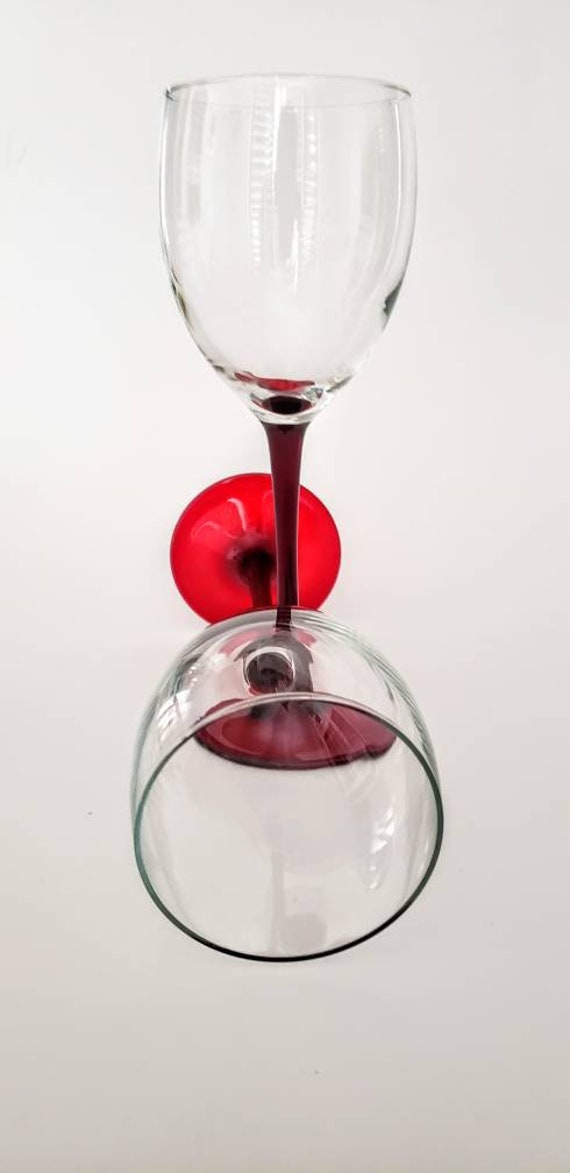 Vintage Wine Glasses Red Stemware Set Of Two Vintage Red Wine Etsy