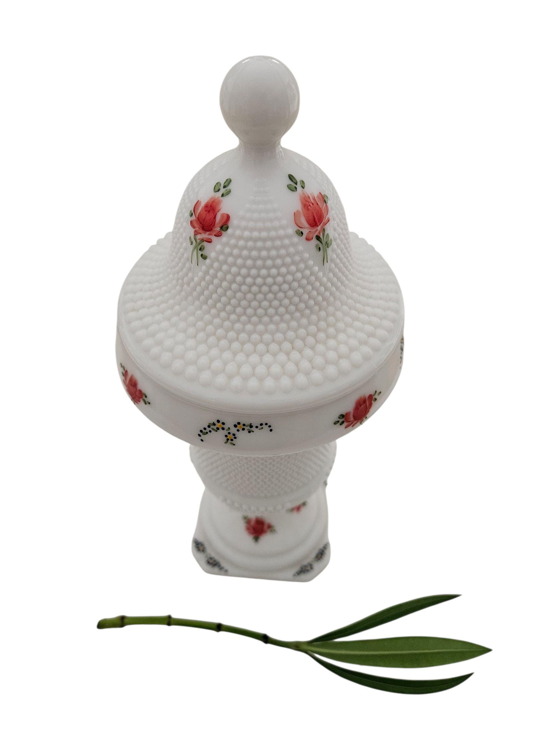 ヴィンテージ ウェストモアランド ミルクガラス 薬瓶 手描きの