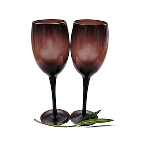 Vintage Amethyst Wine Glasses Set of Two MCM/Vintage Purple Wine Glasses Set of Two/Purple Wedding Sweetheart Table Amethyst Barware MCM