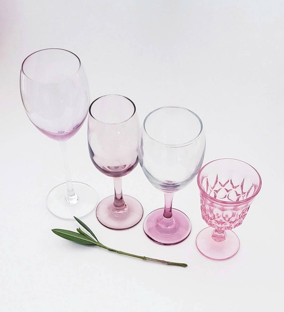 Vintage Pink Goblets Bubble Stem Heavy Set of Two MCM/Pink Large Water ...