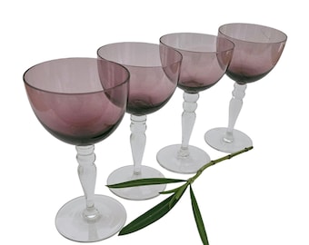 Vintage Amethyst Coupe Glasses: MCM Cordial Glassware Set of 4