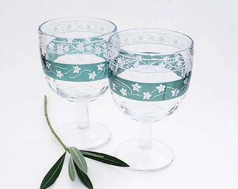 Gobelets vintage Green Large Leaf Banding Set of Two MCM/vintage Goblets Set of Two avec Green Leaf Banding MCM/Sweetheart Table