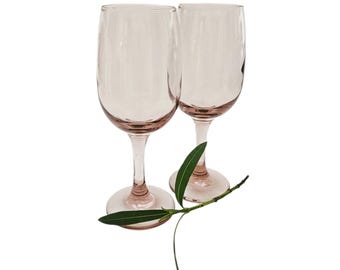 Vintage Libbey Pink Wine Glasses, Set of Two Premier Plum Goblets