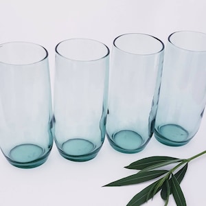 Vintage Light Green Water Glasses Set of Four MCM/Jade Green Table Decor Mid Century Modern Set of Four/Light Green Wedding/Sweetheart Table