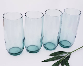 Vintage Light Green Water Glasses Set of Four MCM/Jade Green Table Decor Mid Century Modern Set of Four/Light Green Wedding/Sweetheart Table