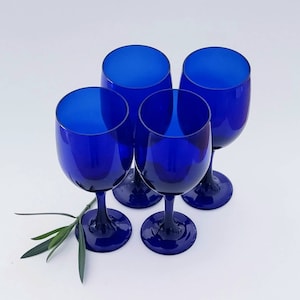 Vintage Kobalt Blau Weingläser Set mit vier Libbey Barware MCM/Vintage Weingläser Set mit vier Kobalt Blau / Blau Hochzeit / Sweetheart Tisch