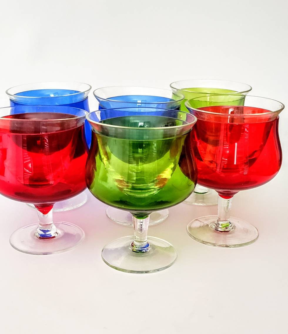 Vintage Shrimp Cocktail Glasses with Clear Inserts Set of Etsy