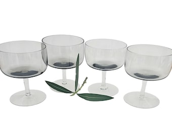 Vintage Smoke Gray Champagne Coupes – Set of 4