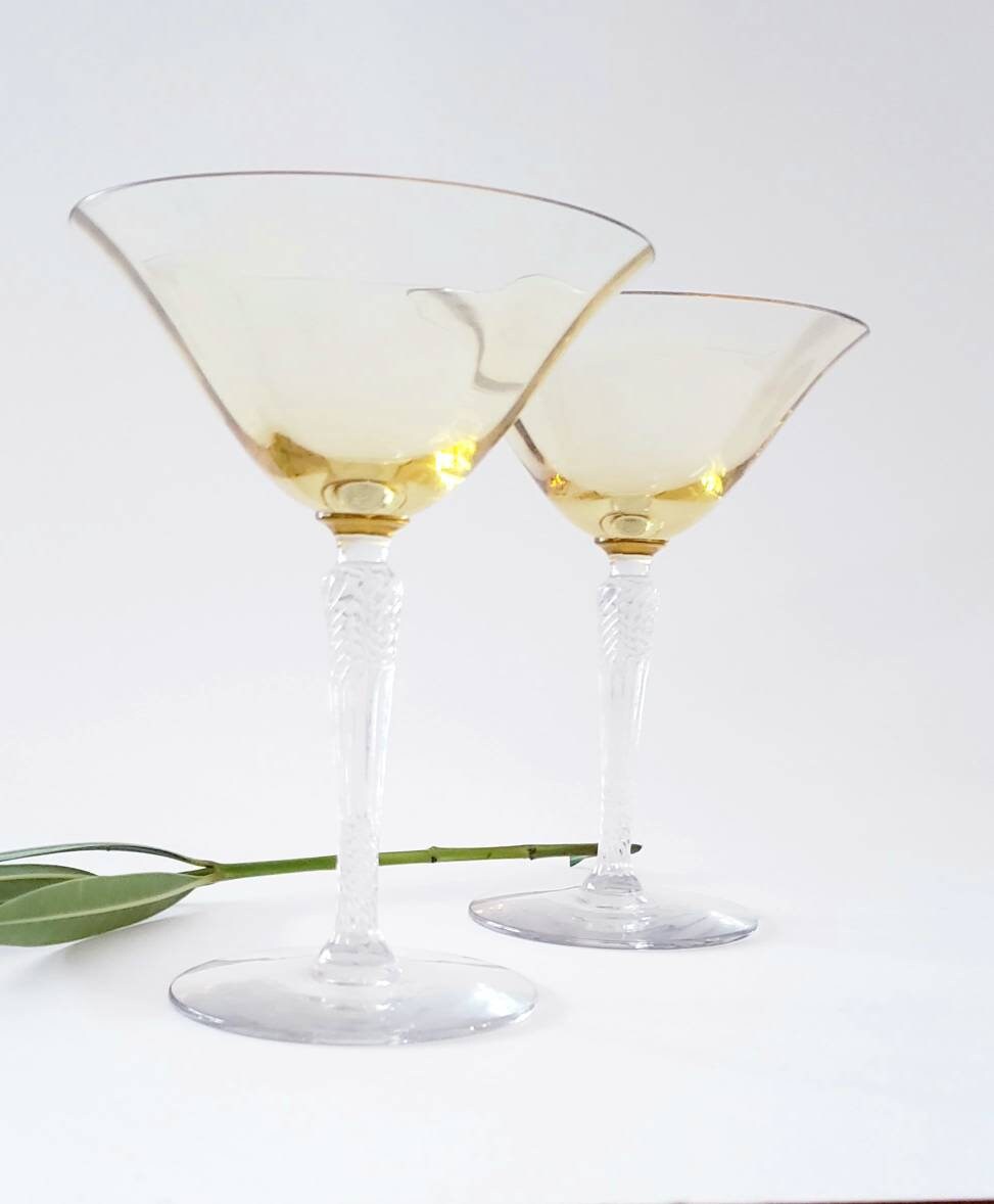 Vintage Coupe Champagne Copas Amarillo Topacio Cristal | Etsy