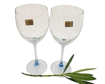 Vintage Luminarc Light Blue Wine Glasses, Set of 2, MCM French Goblets