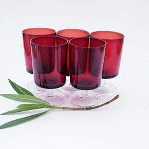 Vintage Cavalier Ruby by Cristal D&#39;Arques Durand Glasses Set of Five/Ruby Red Wine Glasses Set of Five/French Glassware Set of Five Ruby Red