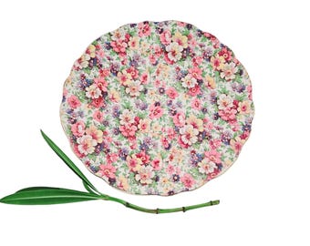 Vintage James Kent "Du Barry" Chintz Luncheon Plate: English Floral Porcelain