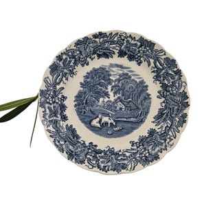 Vintage British Scenery Blue Salad Plates Set of Four/Vintage English Booths China Set of 4 British Scenery Blue Salad Plates/Vintage China