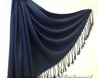 Wedding Season SALE - NAVY PASHMINA - navy shawl - navy bridesmaid wrap - navy bridal shawl - navy pashmina scarf - navy scarf on sale