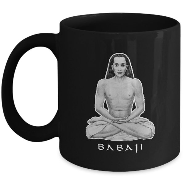 Babaji Immortal Ascended Master Black Coffee Mug 11 oz. Cup