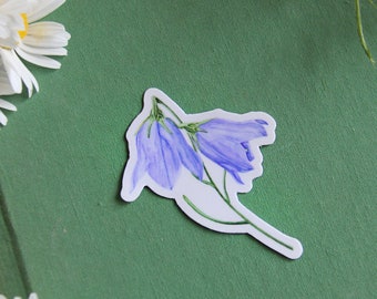 Flower Sticker- Harebell Watercolor Vinyl Sticker- Wildflower Sticker, Floral Stickers, Botanical Illustration, Native Flower Sticker