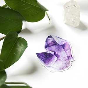 Crystal Sticker- Amethyst Crystal Watercolor Vinyl Sticker- Crystal Sticker- Mineral Sticker- Amethyst Sticker