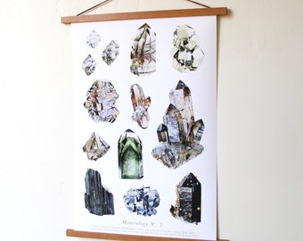 Mineral Poster- Mineralogy No. 2- Watercolor Crystal Poster, Gemstone Poster, Geology Poster, Boho Wall Art
