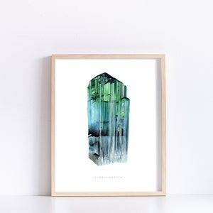 Watercolor Liddicoatite Tourmaline Crystal Art Print- Crystal Art- Mineral Art, Watercolor Gemstone Art Print- Mineral Painting