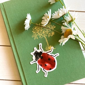 Watercolor Ladybug Clear Vinyl Sticker- Ladybug Sticker, Bug Sticker, Insect Sticker