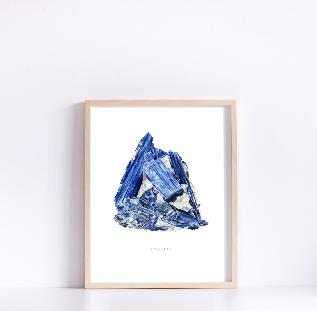 Kyanite Specimen Print, Watercolor Kyanite Art Print- Crystal Art ...