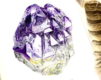 Stampa cristallo- Elestial Amethsyt Giclee Print- Acquerello Crystal Art, Crystal Painting, Mineral Art, Geology Print