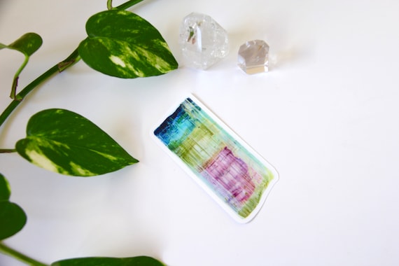 Blue-Capped Sapo Mine Tourmaline Vinyl Sticker- Crystal Sticker, Geology Sticker, Mineral Sticker