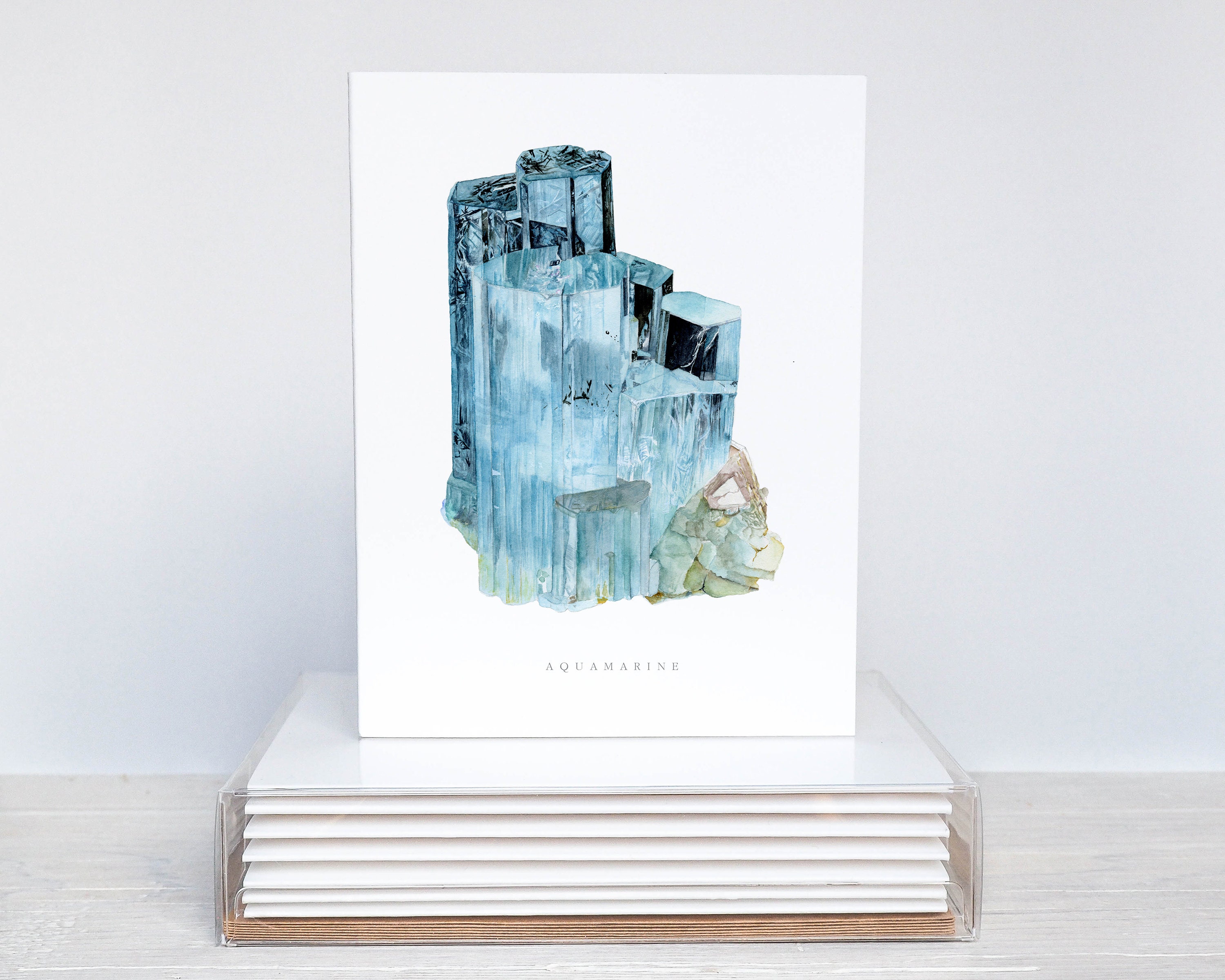 Crystal Card Set- 10 Watercolor Crystal Greeting Cards, Mineral Art ...
