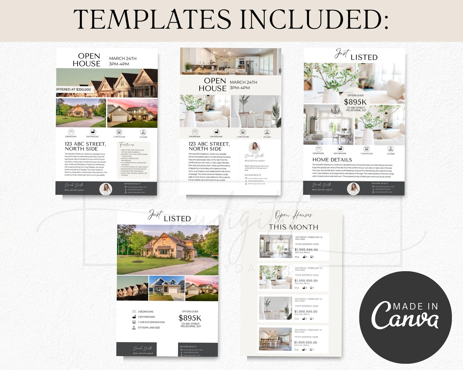 20 Real Estate Flyer Bundle Canva Template, Editable Listing Flyers ...