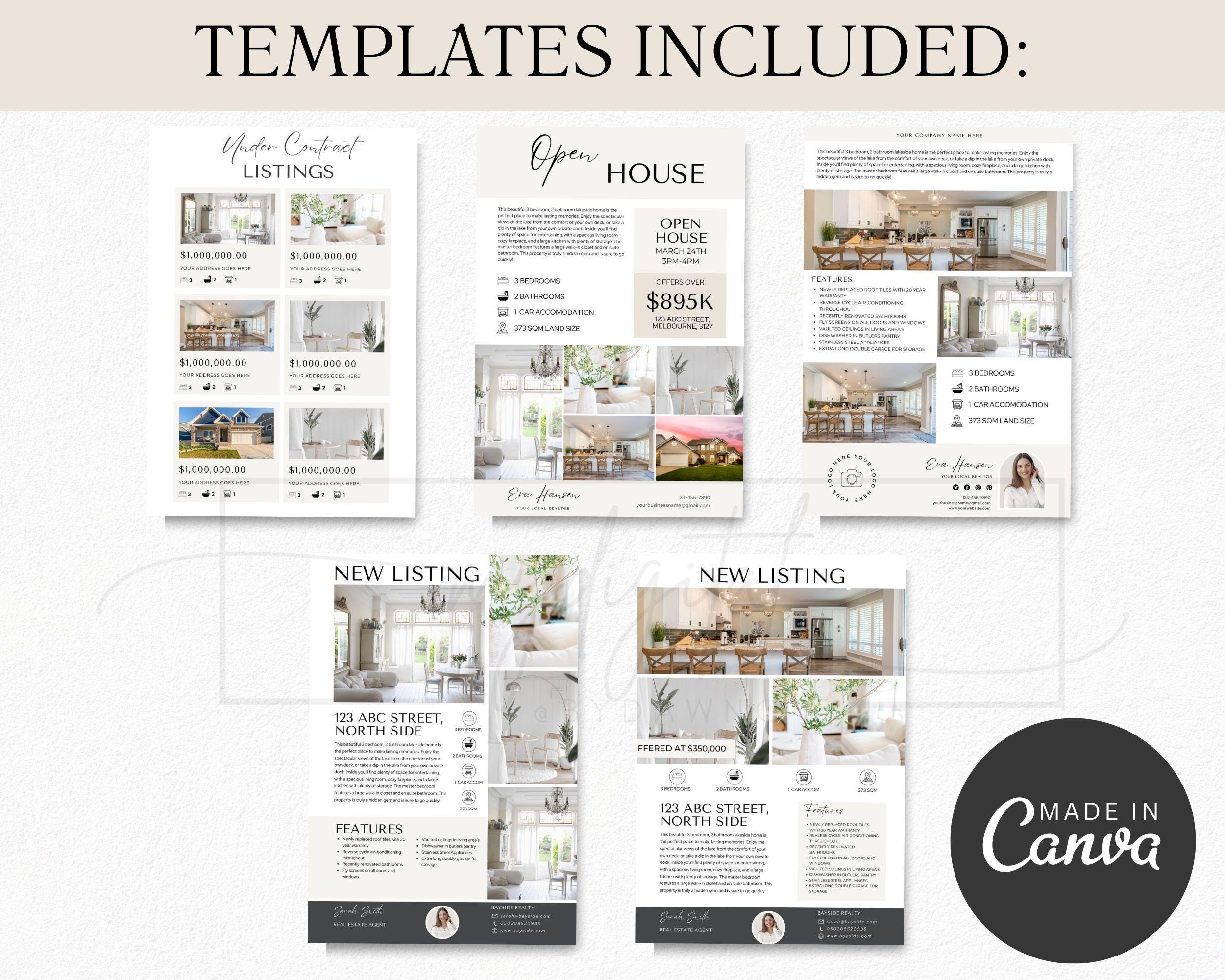 20 Real Estate Flyer Bundle Canva Template, Editable Listing Flyers ...
