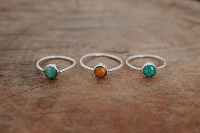 Petite Round Crystal Rings Sterling Silver Minimalist Ring Bohemian Style Crystals Crystal Rings Silver Jewellery Gypsy Jewellery