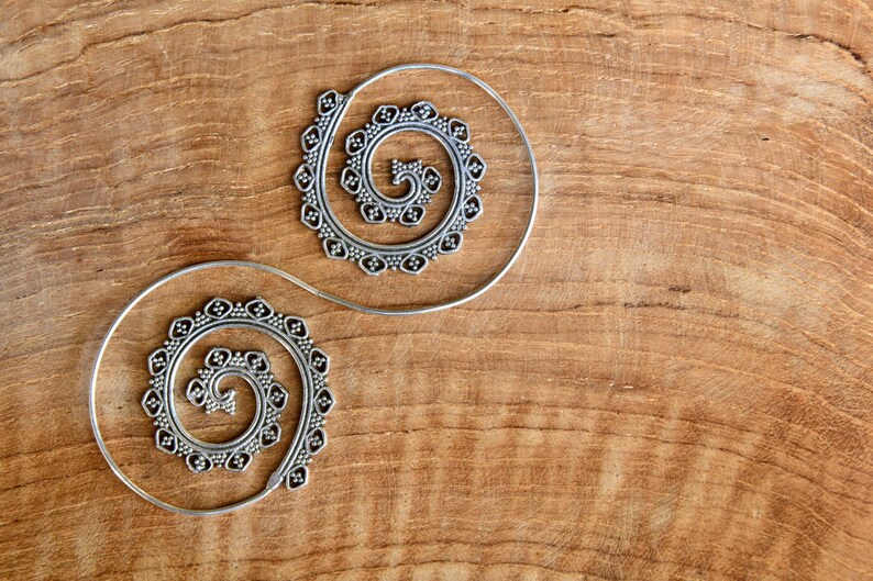 Spiral Earrings Bohemian Rhapsody Silver Spiral Earrings Statement Earrings Festival Jewellery Threader Earrings Boho Style