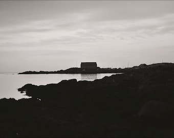Seaside Sunset, original fine art photography, print, landscape, nature, 8x12, elie, scotland, sea, water, black and white, cliff, dusk