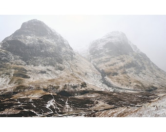 Winter Glen Coe, original Fine Art-Fotografie, Grafik, Landschaft, Highland, Natur, 8 x 12, Berg, Schnee, Schottland, Vintage, Retro