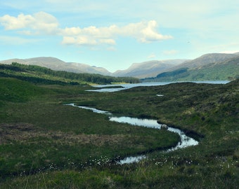 Loch Ossian, original fine art photography, print, photo, 8x12, landscape, mountain, sky, united kingdom, nature, outdoors