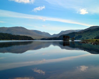 Loch Ossian, original fine art photography, print, photo, 8x12, landscape, mountain, sky, united kingdom, nature, outdoors