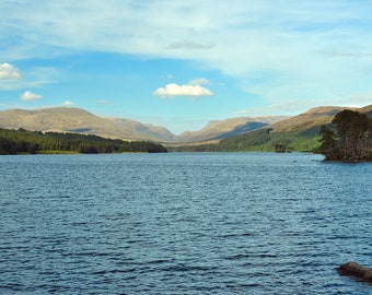 Loch Ossian, original fine art photography, print, photo, 8x12, landscape, mountain, sky, united kingdom, nature, outdoors