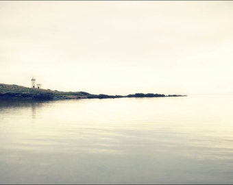 Sunset Mist, original fine art photography, print, landscape, nature, 8x12, elie, fife, scotland, sea, water, light tower, cliff, dusk