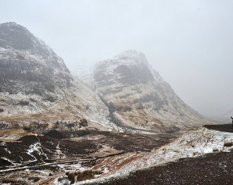 Winter Glen Coe, original Fine Art-Fotografie, Grafik, Landschaft, Highland, Natur, 8 x 12, Berg, Schnee, Schottland, Vintage, Retro