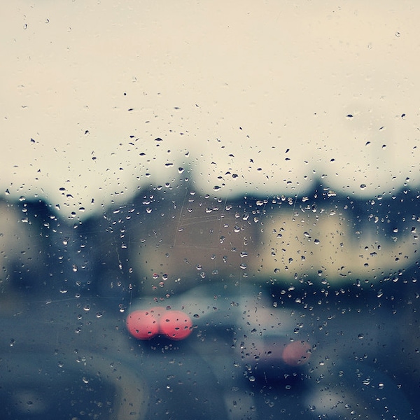 Falling, original fine art photography, print, bus, window, rain, 8x12,  city, urban, scotland, blur, traffic, duns, town, sad, raindrops