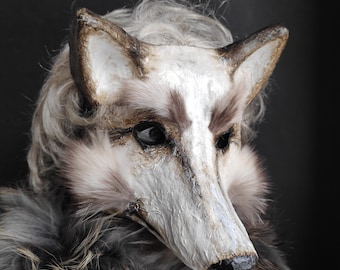 Handmade Paper Mache Fox Mask, Halloween Costume, Cosplay, Carnival mask