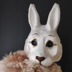 Rabbit mask Hare mask Bunny mask Animal mask Masquerade mask Carnival maskPaper mache mask Face mask